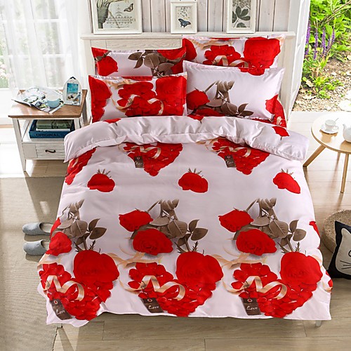 

Duvet Cover Sets 3D Poly / Cotton Reactive Print 4 Piece Bedding Sets / 250 / 4pcs (1 Duvet Cover, 1 Flat Sheet, 2 Shams)full