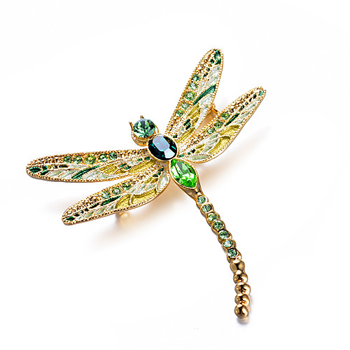 

Women's AAA Cubic Zirconia Brooches Classic Dragonfly Ladies Artistic Luxury Classic Brooch Jewelry Green For Gift Evening Party