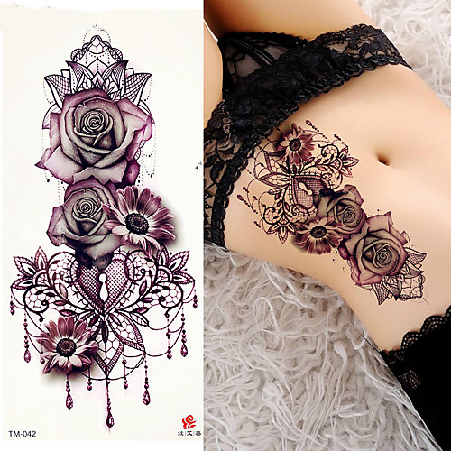 

3 pcs decal style temporary tattoos shoulder temporary tattoos flower series romantic series smooth sticker safety body arts party evening daily