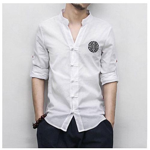 

Men's Shirt Solid Colored Long Sleeve Daily Tops White Black Navy Blue