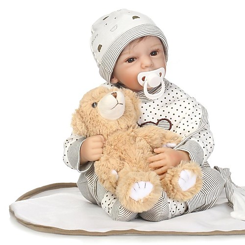 

NPKCOLLECTION 24 inch NPK DOLL Reborn Doll Baby Boy Reborn Toddler Doll Newborn lifelike Gift Child Safe Parent-Child Interaction Cloth Silica Gel 3/4 Silicone Limbs and Cotton Filled Body with