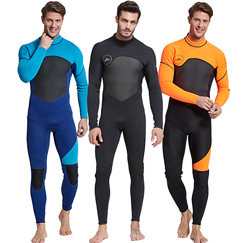 

SBART Men's Full Wetsuit 3mm SCR Neoprene Diving Suit Thermal / Warm Long Sleeve Back Zip - Diving Water Sports Patchwork / Micro-elastic