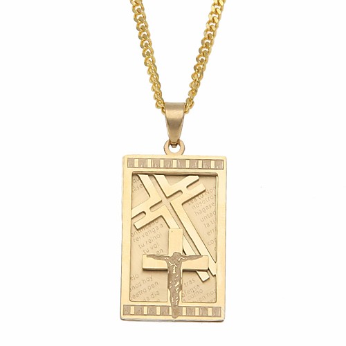 

Men's Pendant Necklace Chain Necklace Vintage Style Cuban Link Cross Stylish European Hip-Hop Hip Hop Titanium Steel Steel Stainless Gold Silver 60 cm Necklace Jewelry 1pc For Gift Street