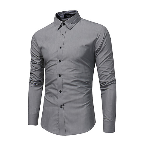 

Men's Shirt Solid Colored Long Sleeve Daily Tops Business Basic Black Orange Gray