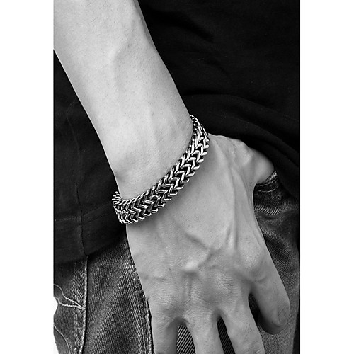 

Men's Chain Bracelet Thick Chain Double Twine Snake Vintage Punk Steel Stainless Bracelet Jewelry Black For Daily Work