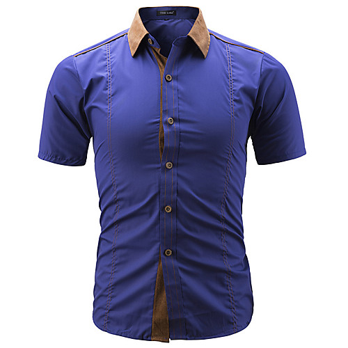 

Men's Shirt Solid Colored Short Sleeve Daily Tops Cotton White Black Blue