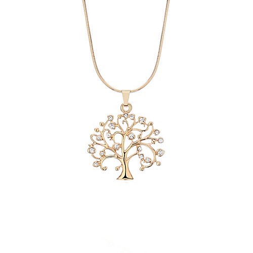 

Women's Cubic Zirconia Pendant Necklace Rope Tree of Life life Tree Ladies British Oversized Hippie Rhinestone Alloy Gold Silver 47 cm Necklace Jewelry 1pc For New Year Birthday