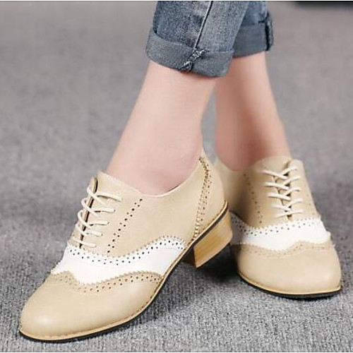 

Women's Oxfords Chunky Heel Closed Toe PU(Polyurethane) Comfort Summer Beige / Gray / Coffee / Party & Evening / Daily