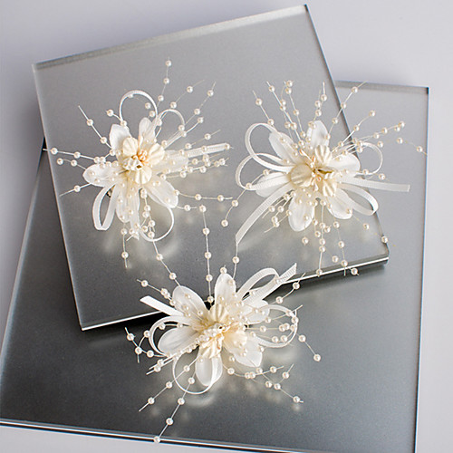 

Women's Hairpins For Holiday Cosplay Costumes Festival Flower Flower Cubic Zirconia Fabric White