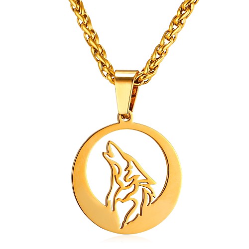 

Men's Pendant Necklace Rope Animal Wolf Fashion Stainless Steel Gold Silver 55 cm Necklace Jewelry 1pc For Gift Daily