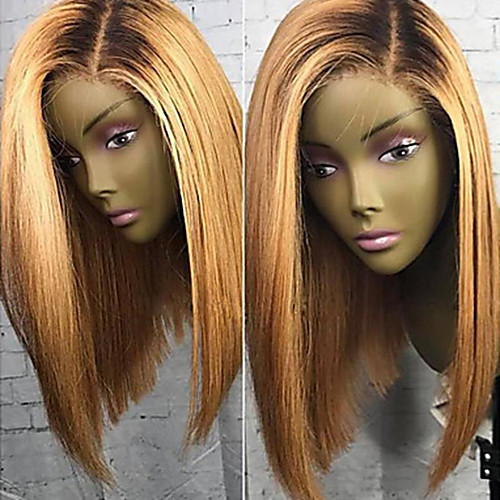 

Virgin Human Hair Lace Front Wig Bob Short Bob Side Part style Brazilian Hair Straight Blonde Wig 180% Density 8-26 inch with Baby Hair Hot Sale Natural Hairline 100% Virgin Women's Short Human Hair