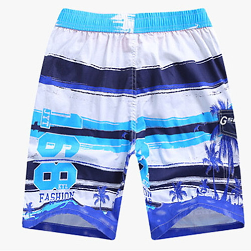 

Men's Swimsuit Striped Geometric Print Swimwear Bathing Suits Blue Orange / Letter / Letter