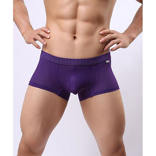 

Men's Print Boxers Underwear - Normal, Solid Colored Low Waist Light Blue Purple Army Green S M L