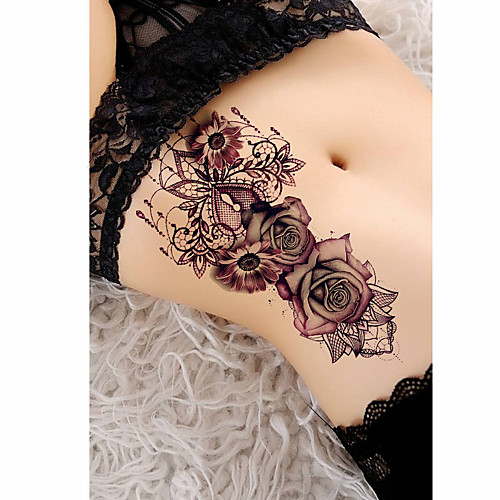 

3 pcs Temporary Tattoos Rose Tattoos tattoo designs Trend Smooth Sticker Water Resistant / Safety brachium / Shoulder Card PaperTattoo Body Stickers for Women