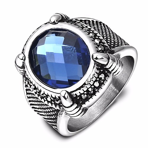 

Men's Band Ring Sapphire Synthetic Aquamarine 1pc Blue Titanium Steel Steel Stainless Round Stylish Unique Design Vintage Birthday Gift Jewelry Solitaire Oval Cut Creative Cool