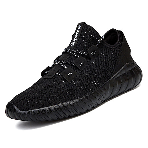 

Men's Trainers Athletic Shoes Comfort Shoes Athletic Outdoor Running Shoes Knit Elastic Fabric White Black Red Summer