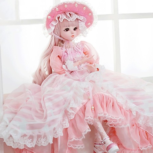 

Doris 24 inch Girl Doll Ball-joined Doll / BJD Blythe Doll Baby Girl Reborn Toddler Doll Cute Exquisite High-Temperature Resistant Fibre Wigs Full Body Silicone with Clothes and Accessories for