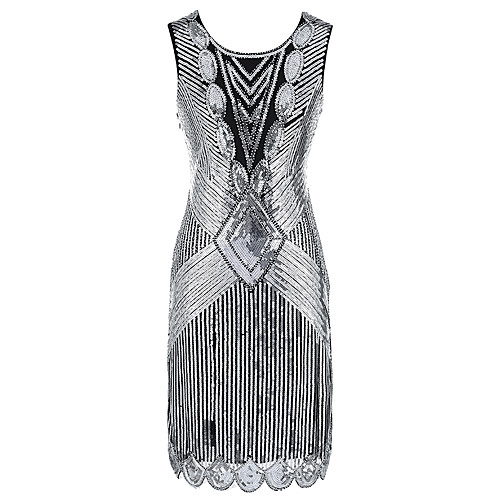 

The Great Gatsby Charleston 1920s Sparkle & Shine Roaring Twenties Flapper Dress Dress Cocktail Dress Women's Sequins Rivet Costume Golden / Black / Red / BlackGolden Vintage Cosplay Party