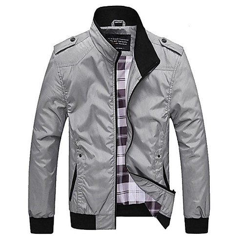 

Men's Practice / Beginner Fall & Winter Regular Jacket, Solid Colored Stand Long Sleeve Polyester Gray / Army Green / Khaki