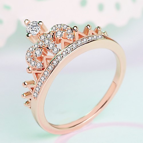 

Women's Ring Midi Ring Princess Crown Ring 1pc Silver Rose Gold Brass Platinum Plated Rose Gold Plated Ladies Trendy Fashion Wedding Masquerade Jewelry Stylish Crown Cute / Imitation Diamond