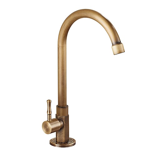 

Kitchen faucet - Single Handle One Hole Antique Brass Standard Spout / Tall / ­High Arc Vessel
