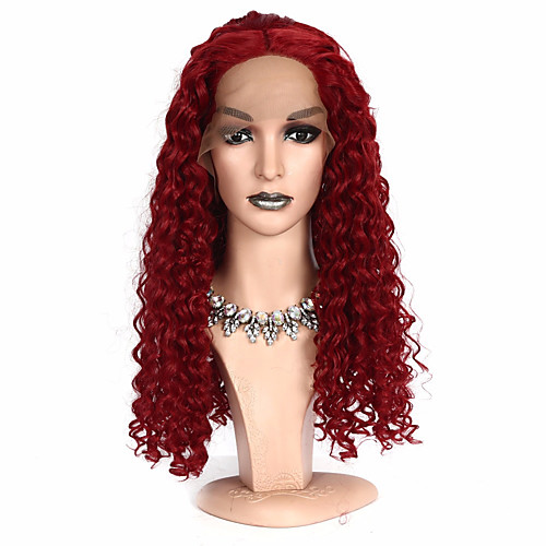 

Synthetic Lace Front Wig Curly Middle Part Lace Front Wig Long Red Synthetic Hair Women's Party Synthetic Ombre Hair Red / African American Wig / For Black Women