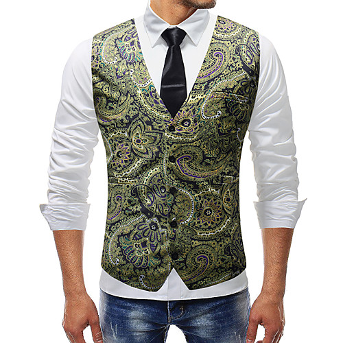 

Plague Doctor Victorian Steampunk Waistcoat Paisley Coletes Men's Cotton Costume White / Green / Ink Blue Vintage Cosplay Party Halloween / Vest