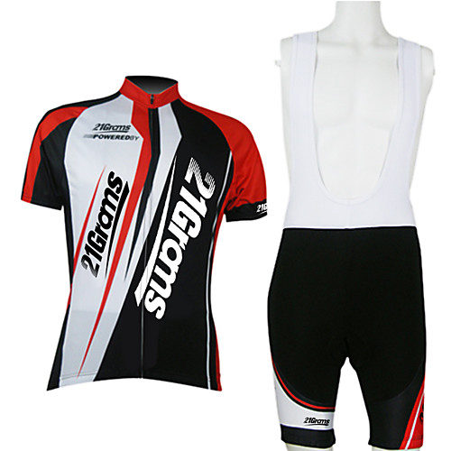 

21Grams Men's Unisex Short Sleeve Cycling Jersey with Bib Shorts Red / White Bike Clothing Suit Breathable Moisture Wicking Quick Dry Sports Polyester Mountain Bike MTB Road Bike Cycling Clothing