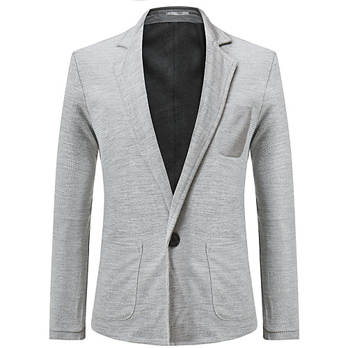 

Men's Blazer, Solid Colored Notch Lapel Cotton / Linen Black / Navy Blue / Light gray