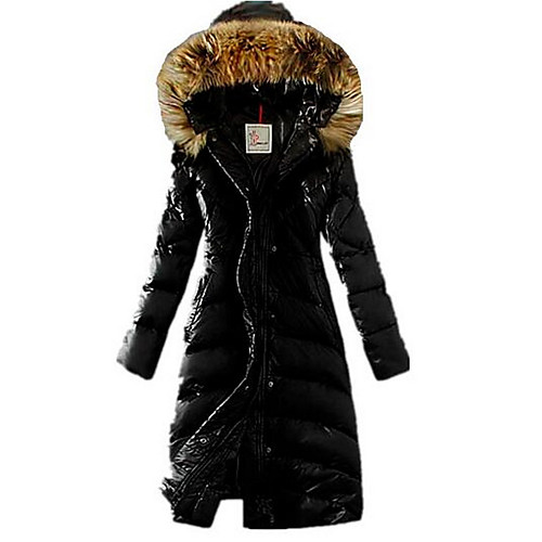 

Women's Winter Padded Parka Daily Casual Solid Colored Polyester Long Sleeve Black / Red / Khaki S / M / L