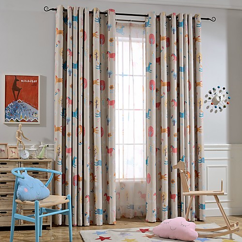 

Blackout Curtains Drapes Two Panels Kids Room Cartoon Polyester Blend Printed