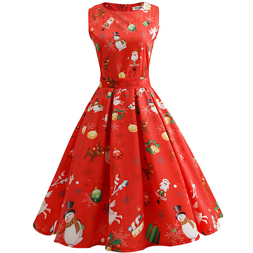 

Mrs.Claus Dress Women's Adults Sweet Daily Wear Christmas Polyester Dress