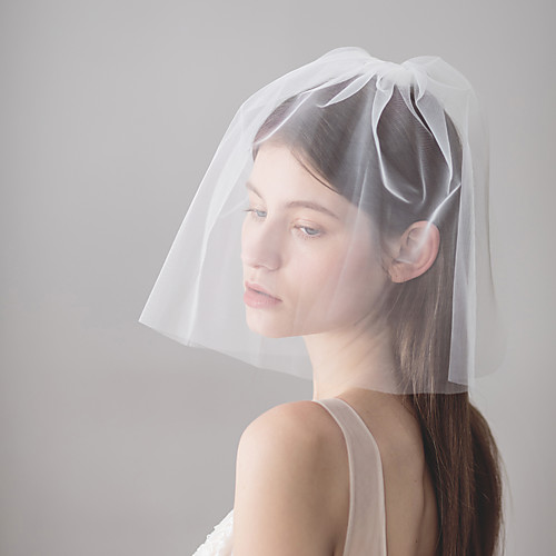 

Two-tier Simple Style Wedding Veil Shoulder Veils with Back Vent 30 cm Cotton / nylon with a hint of stretch / Birdcage