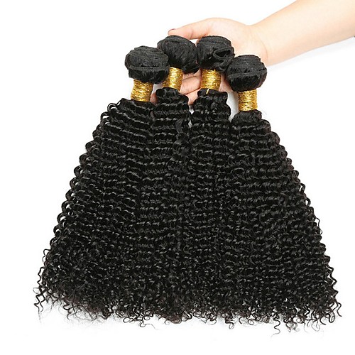 

4 Bundles Kinky Curly Human Hair Unprocessed Human Hair 200 g Headpiece Natural Color Hair Weaves / Hair Bulk Bundle Hair 8-28 inch Natural Color Human Hair Weaves Lustrous Sexy Lady Hot Sale Human