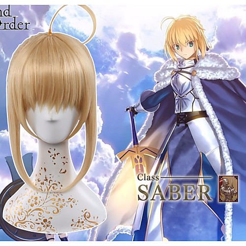 

Fate / Stay Night Saber Cosplay Wigs Unisex 14 inch Heat Resistant Fiber Teen Adults' Anime Wig