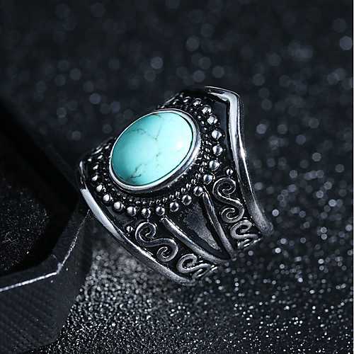 

Statement Ring Turquoise Vintage Style Black Light Green Copper Silver-Plated Creative Ladies Vintage Punk 1pc 6 7 8 9 10 / Women's / Obsidian / Solitaire