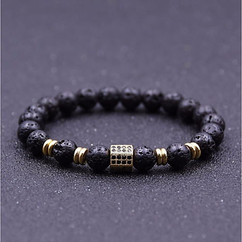 

Men's Cubic Zirconia Natural Stone Bead Bracelet Stylish Beads Creative Chakra Stylish Vintage Casual / Sporty equilibrio Rhinestone Bracelet Jewelry Black / Silver / Rose Gold For Daily Street