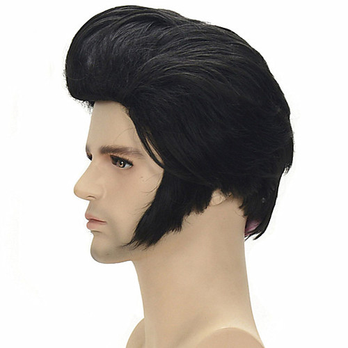 

Synthetic Wig Cosplay Wig Straight Straight Wig Short Natural Black Synthetic Hair 6 inch Men's Washable Reusable Black StrongBeauty