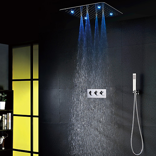

Ultra Luxury ContemporaryBathroom Shower Faucet Set 20 Inch 7 Colors AC LED Shower Head / Brass Hand Shower Included / Hot And Cold Bath Shower Valve Bath Shower Mixer Taps