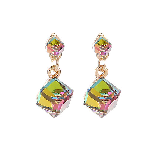 

Women's Crystal Drop Earrings Princess Square Geometric Vintage European Earrings Jewelry Gray / Rainbow / Green For Party Daily Going out Work 1 Pair