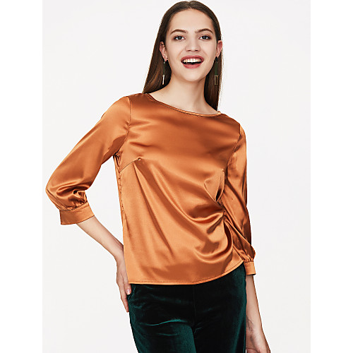 

Women's Blouse Solid Colored Modern Style 3/4 Length Sleeve Daily Tops White Black Red