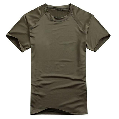 

Men's Hiking Tee shirt Short Sleeve Outdoor UV Resistant Breathable Quick Dry Moisture Wicking Tee / T-shirt Top Spring Summer Lycra Ice Silk Crew Neck Camping / Hiking Hiking Casual Army Green Black