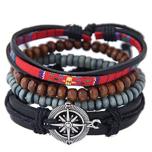 

Men's Wrap Bracelet Leather Bracelet Braided Star Vintage European Fashion Leather Bracelet Jewelry Black For Daily