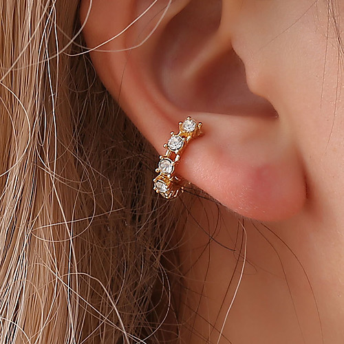 

Women's Cubic Zirconia tiny diamond Clip on Earring Ear Cuff Stylish Creative Dainty Ladies Fashion Cute Delicate Earrings Jewelry Gold / Silver For Wedding Party / Evening Daily Masquerade
