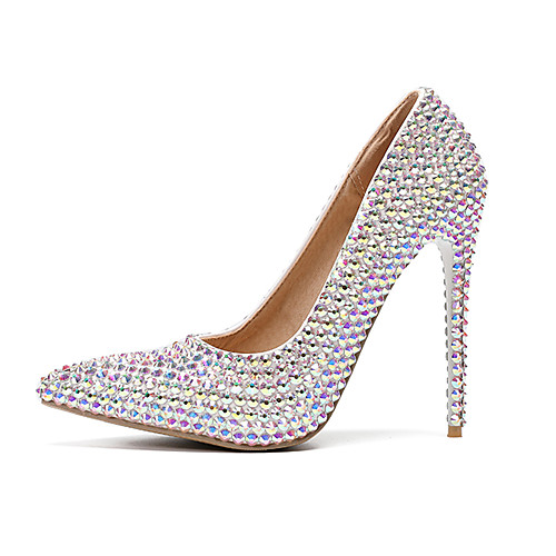 

Women's Heels Stiletto Heel Pointed Toe Vintage Sexy Minimalism Wedding Party & Evening PU Rhinestone Crystal Sparkling Glitter Solid Colored Rainbow