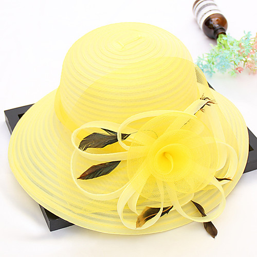 

Organza Hats with Feather / Flower 1pc Wedding / Party / Evening / Horse Race Headpiece
