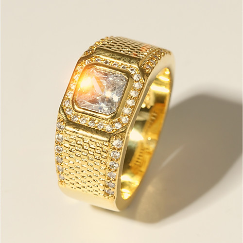 

Ring Classic Gold Brass Imitation Diamond 24K Gold Plated Precious Luxury Classic Fashion 1pc 7 8 9 10 11 / Men's