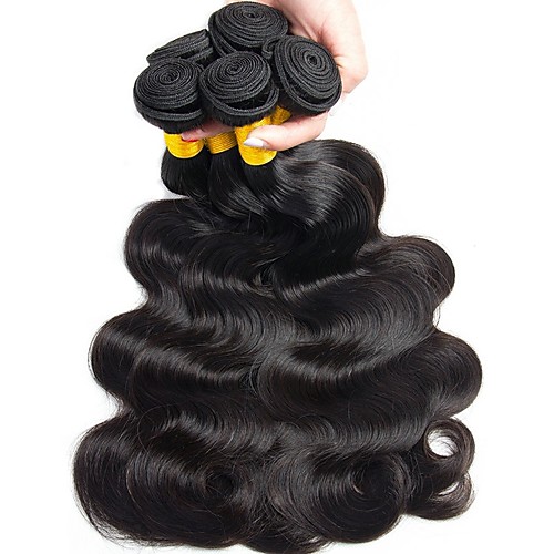 6 Bundles Peruvian Hair Wavy Human Hair Natural Color Hair Weaves