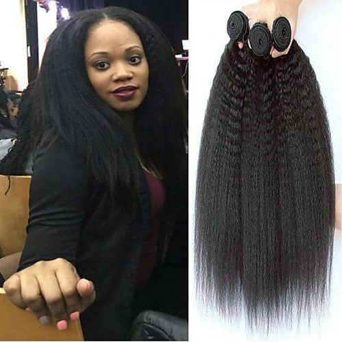 

3 Bundles Hair Weaves Brazilian Hair kinky Straight Human Hair Extensions Remy Human Hair 100% Remy Hair Weave Bundles 300 g Natural Color Hair Weaves / Hair Bulk Human Hair Extensions 8-28 inch