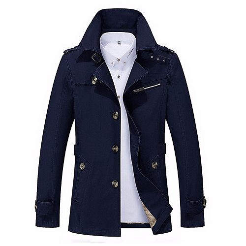 

Men's Daily Fall & Winter Regular Jacket, Contemporary Stand Long Sleeve Polyester Black / Yellow / Navy Blue